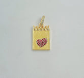 18K Gold Filled Cubic Zirconia Dainty Heart Tag Charm Pendant, CP1473